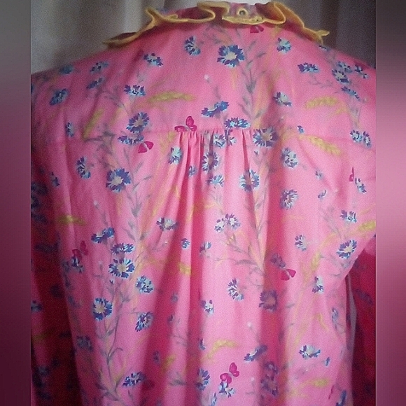 J. Crew Liberty Art Fabric Pink Floral Eyelet Trim Long Sleeve Blouse Size XS - Picture 8 of 14